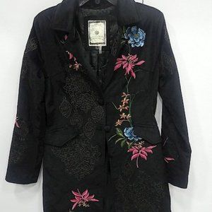 Stunning Black Floral Embroidered Paparazzi Blazer -S